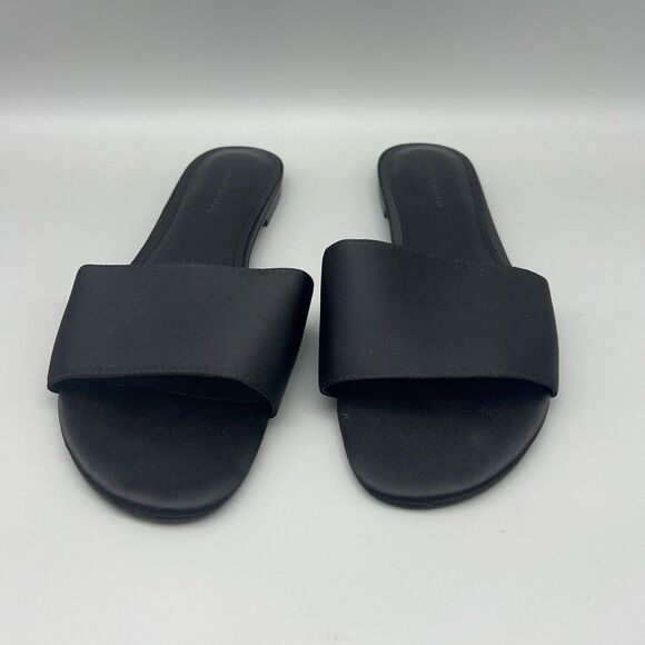 Banana Republic Sandals Womens 8 Black Slide Slip On Open Toe Flat Shoes Minimal - Picture 6 of 10